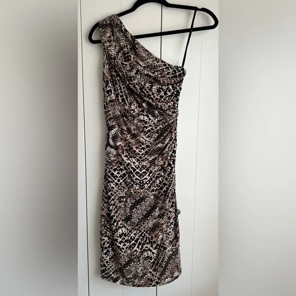snakeskin fitted dress Snake Print Long Sleeve Drawstring Ruched Dress main image 1